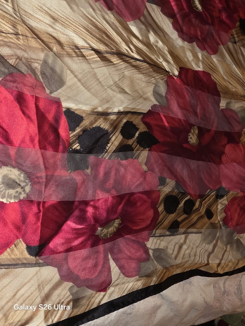 Vintage Oscar de la Renta floral geometric silk scarf black border + logo
